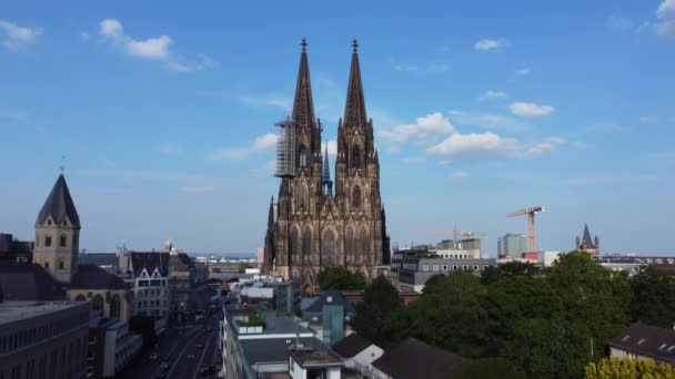 Katedral Cologne Gereja Ikonik Pusat Kota Pandangan Udara June 2021 — Stok Video
