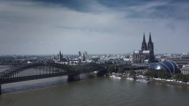 Skyline Cologne Sur Rhin Photographie Aérienne — Video