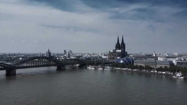 Ren Nehri Ndeki Köln Ufuk Çizgisi Cologne Germany Haziran 2021 — Stok video
