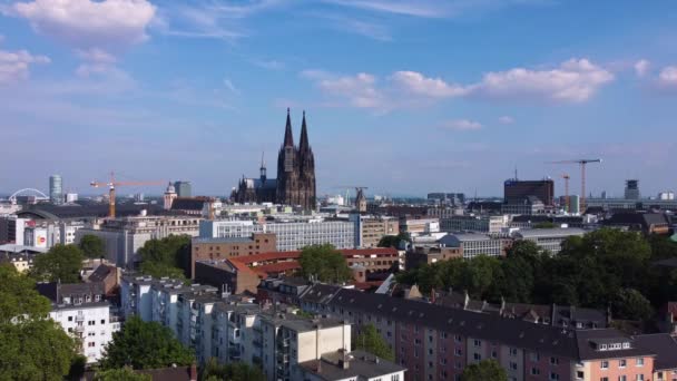 Město Kolín Nad Rýnem Německo Svou Slavnou Katedrálou Letecká Fotografie — Stock video