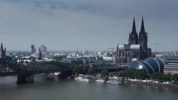 Skyline Cologne River Rhine Cologne Γερμανια Ιουνίου 2021 — Αρχείο Βίντεο