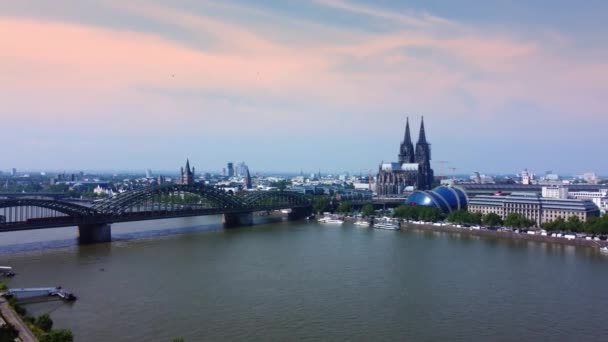 Skyline Cologne Sur Rhin Photographie Aérienne — Video