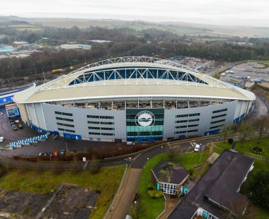 BRIGHTON, İngiltere - 8 Ocak 2026 - Brighton, İngiltere 'deki American Express Community Stadyumu, Brighton ve Hove Albion FC' nin evi