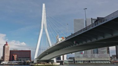 ROTTERDAM, NETHERLANDS - 13 Eylül 2025 - Rotterdam 'daki Erasmus Köprüsü