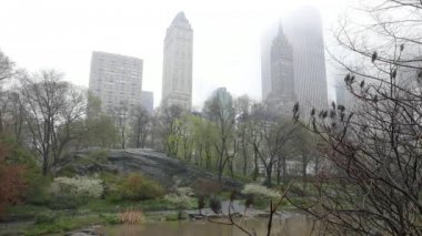 Yağmurlu bir günde buğu Manhattan'da