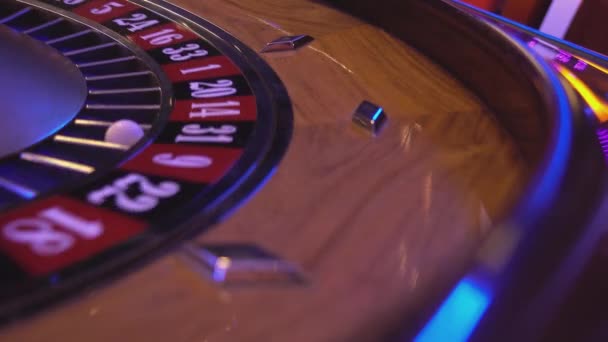 Roulette Wheel in a casino - ball on 31 black — Stock Video