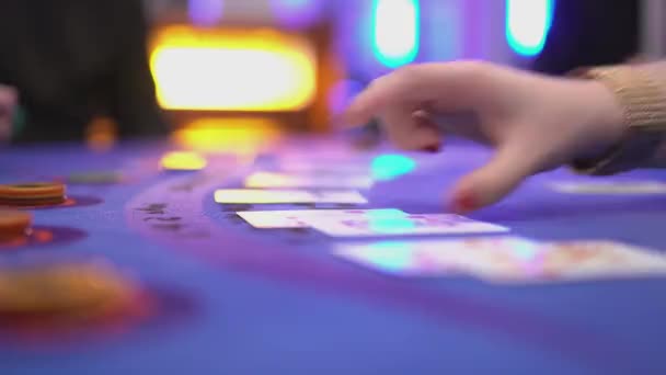 Dealer dispenses cards on Black Jack — Stock Video