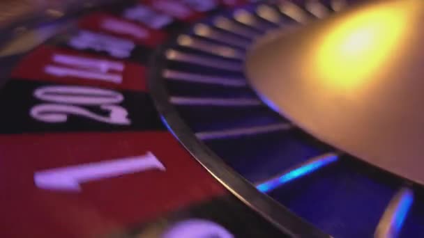 Perspective close up view on Roulette Wheel in a casino — Stock Video