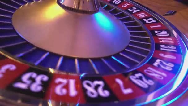 Roulette Wheel in a casino - ball on 36 red — Stock Video