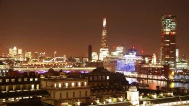 Londra - şaşırtıcı gece zaman atlamalı üzerinde havadan görünümü
