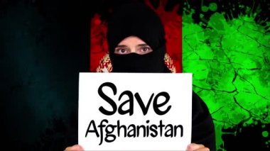 Afganistan. Afganistan için protesto. Slogan. Afganistan 'ı kurtarın. Taliban Afganistan Savaşı 2021.