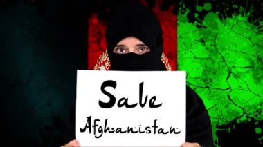Afganistan. Afganistan için protesto. Slogan. Afganistan 'ı kurtarın. Taliban Afganistan Savaşı 2021.