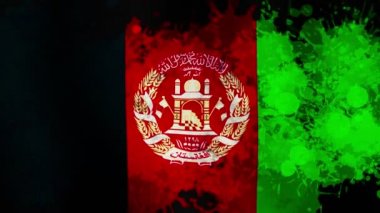 Afganistan bayrağı. Afgan bayrağı rüzgarda sallanıyor. Afganistan Ulusal Bayrağı. 3 boyutlu kusursuz döngü animasyonu. Yüksek kalite 4k görüntü