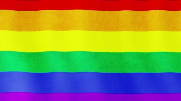 虹の旗。LGBTの旗です。レインボーLGBT。3Dシームレスループアニメーション。カラフルなゲイの虹の旗を振って。LGBTのコンテンツ、レズビアン、ゲイ、バイセクシャル、トランスジェンダーの社会運動に適しています. — ストック動画