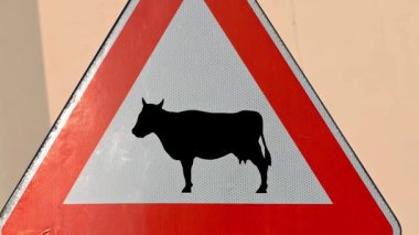 Kırmızı üçgende inek resmi olan yol uyarı işaretinin kapatılması.