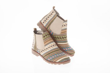 çizme Ayakkabı kadınlar için kumaş çiçek desenleri ile yapılmış 