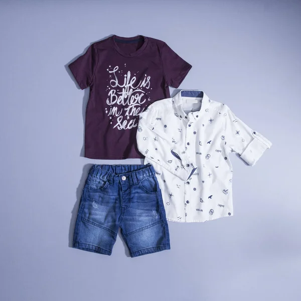 Moda Infantil Conjunto Roupas Menino Shorts Shirt — Fotografia de Stock