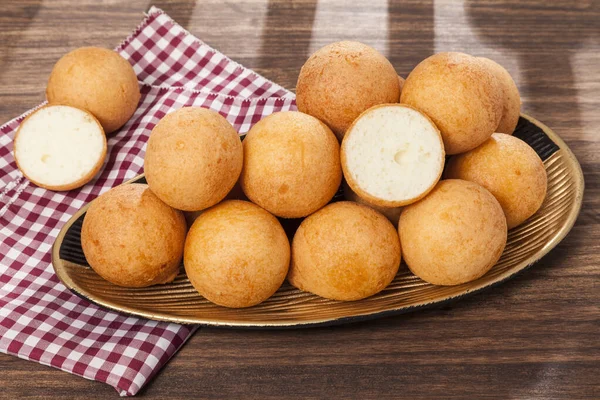 Fritter Traditional Food Colombian Deep Fried Cheese Bread Photo Wooden — Stok Foto
