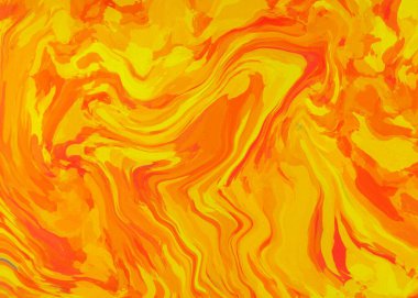 Grunge soyut arka plan. Canlı ve kumlu bir yüzey. Koyu renkli çizik dokuda sarı ve turuncu sıvı gürültü..