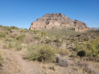 Picketpost Dağı 'nın güzel manzarası güneşli bir günde Arizona Patikası' nda yürüyüş. Yüksek kalite fotoğraf