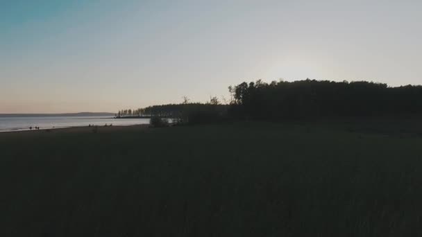 AÉRIAL, survolant la côte avec une belle plage de sable tropical — Video