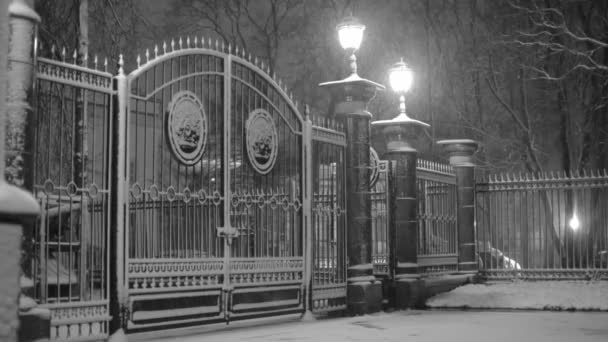 Nevadas en el Parque en la puerta — Vídeos de Stock