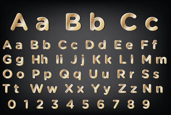 Goldenes flaches fettes rundes lateinisches Alphabet — Stockvektor