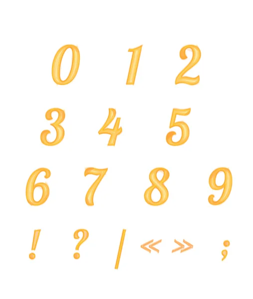 Números y símbolos de pincel de miel, parte del alfabeto — Archivo Imágenes Vectoriales