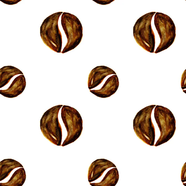 Seamless watercolor pattern with coffee beans — Stock Photo, Image