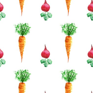 Pancar ve havuç ile sulu boya Dikişsiz desen