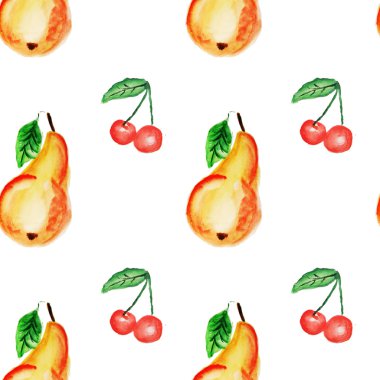 Armut ve kiraz ile Seamless suluboya modeli