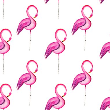 Pembe suluboya flamingo Dikişsiz suluboya desen
