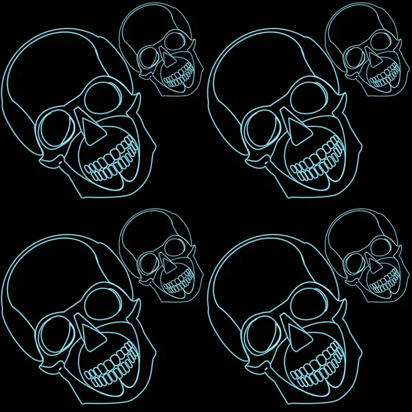 Seamless neon skulls pattern — Stock Vector