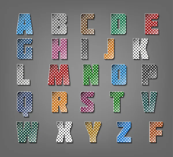 Patchwork-Stil Englisch Alphabet Großbuchstaben Vektor-Set. Materialdesign mit langen Schatten. — Stockvektor