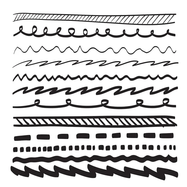 Handgezeichnete Linien Ornament Rahmen Vektor Set Illustration, grafische Symbole — Stockvektor