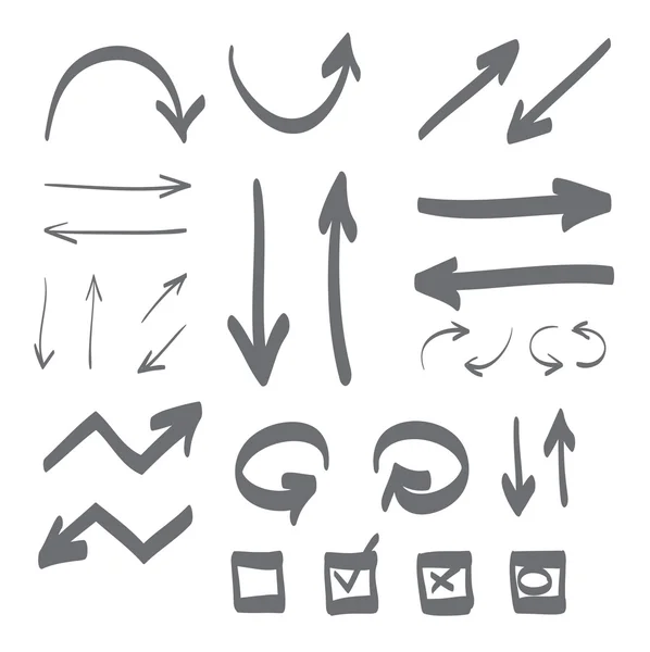 手描きの矢印ベクトル設定図 — ストックベクタ