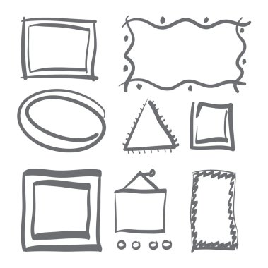 El çizilmiş çerçeve seti vektör simgeleri illüstrasyon