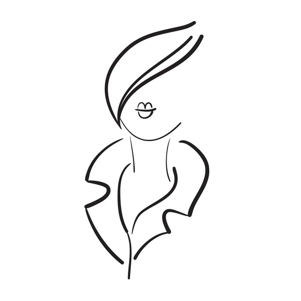 Hand drawn model woman vector icon illustration — Stock Vector