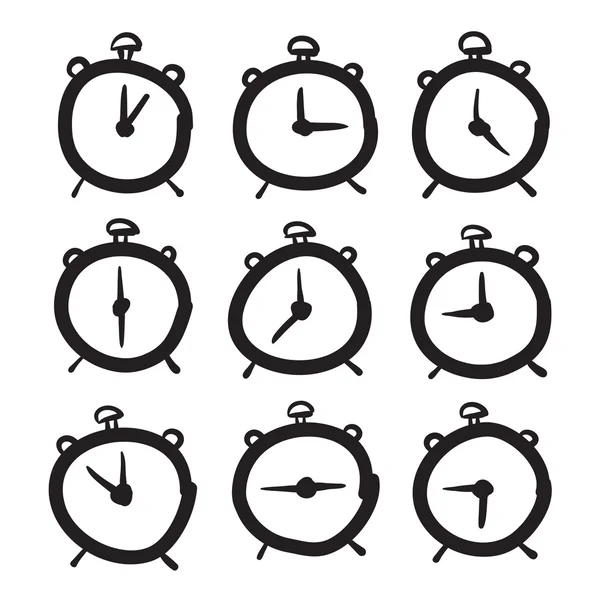 Hand drawn clock vector icons set illustratio — Stock vektor