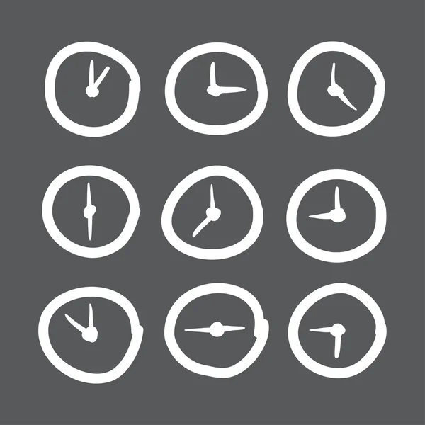 Hand drawn clock vector icons set illustratio — Stock vektor