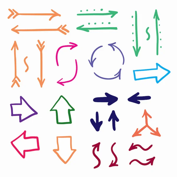 Frecce disegnate a mano vettoriale set icona illustratio — Vettoriale Stock