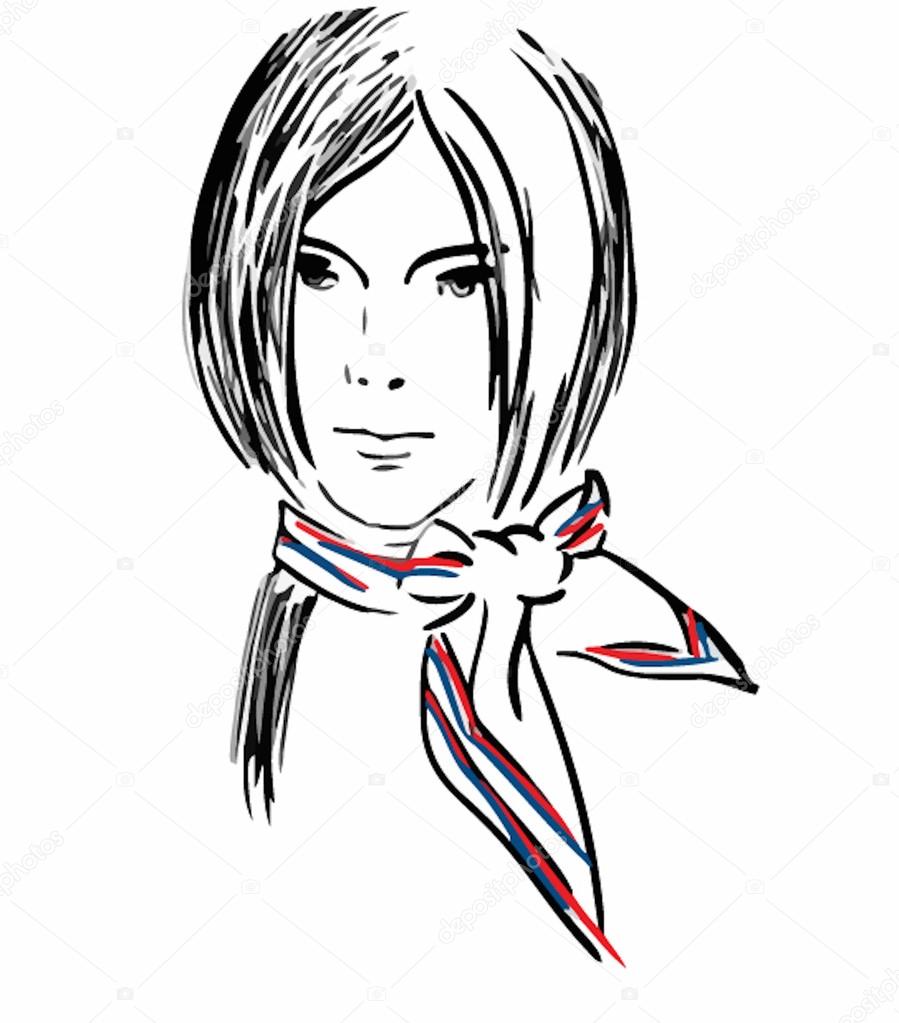 Hand drawn model woman vector icon illustration