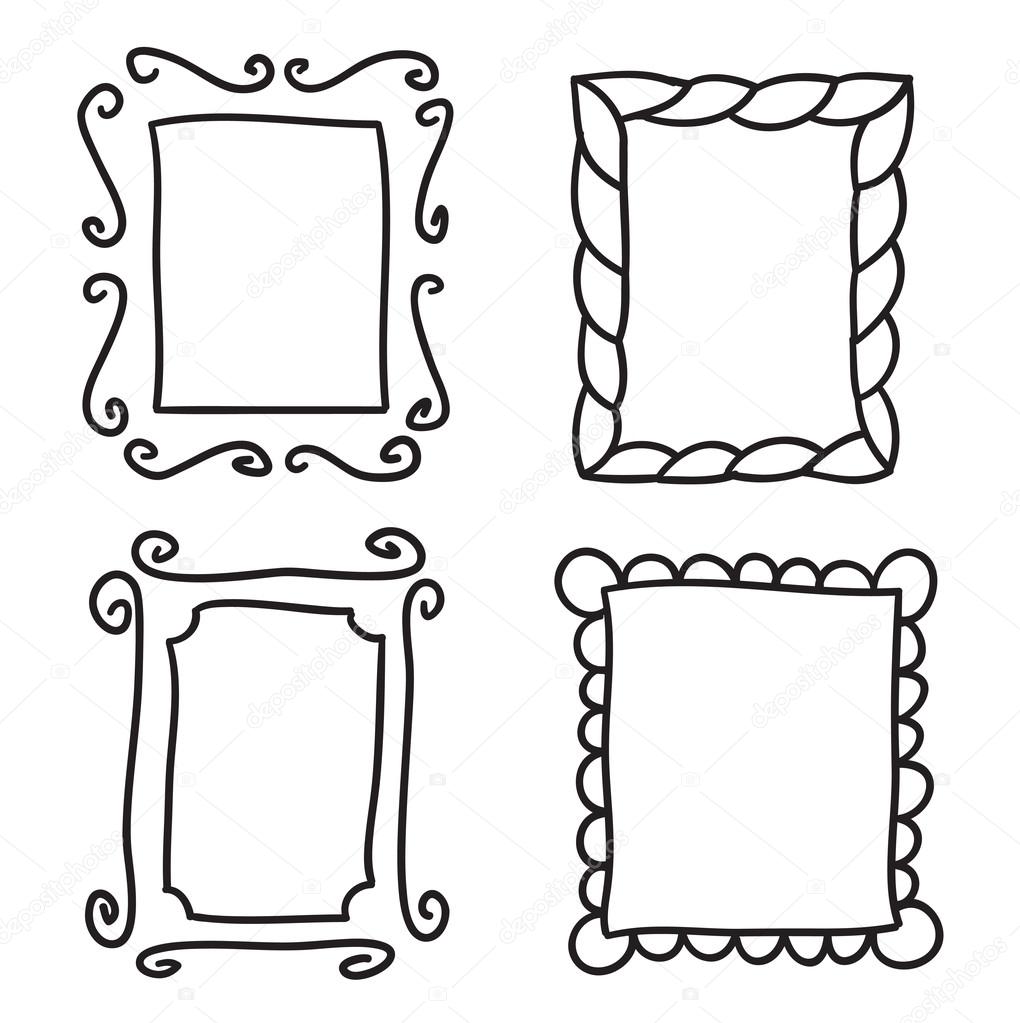 Hand drawn frame set vector icons illustration