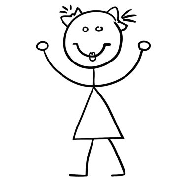 El çekilmiş kız doodle simge vektör Karalama Çizim