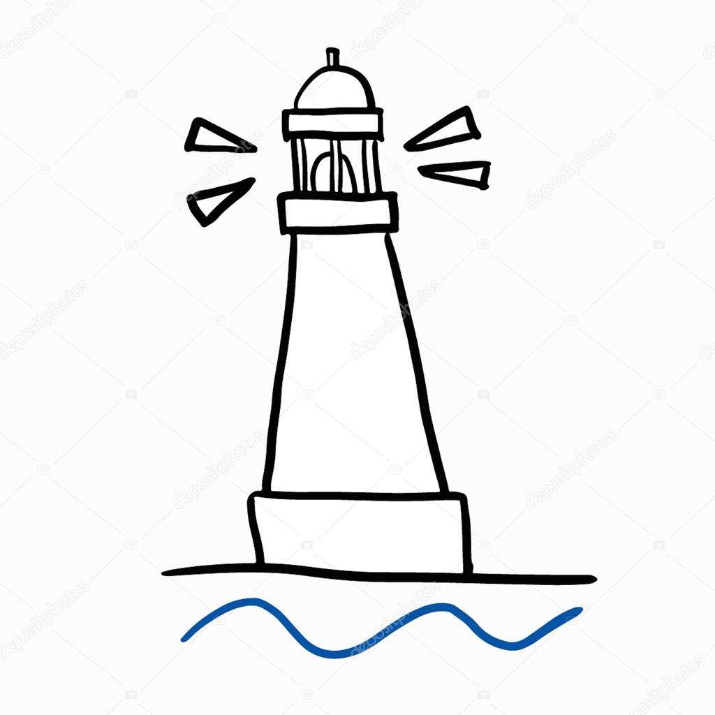 Hand drawn lighthouse doodle symbol vector scribble 
