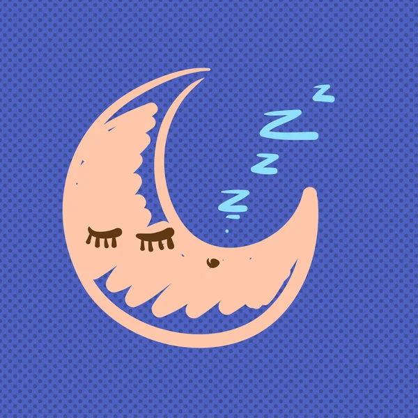 Hand drawn moon sleeping vector illustratio — Stock Vector