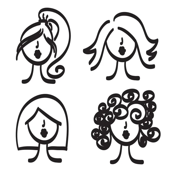 Modelo dibujado a mano mujer vector icono ilustración — Vector de stock