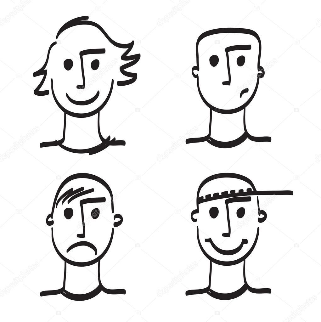 Hand drawn man face vector illustration ico