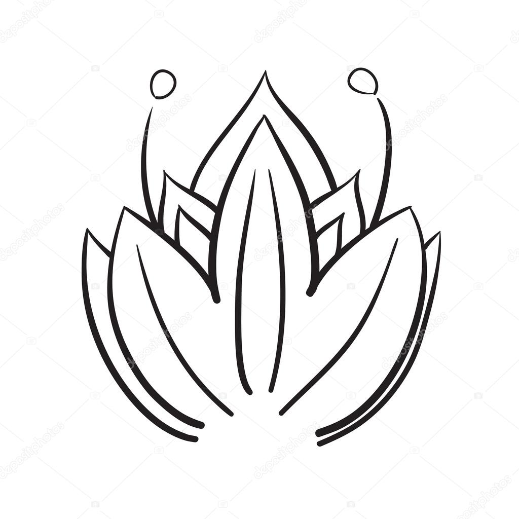 Hand drawn flowers vector icon symbol illustratio