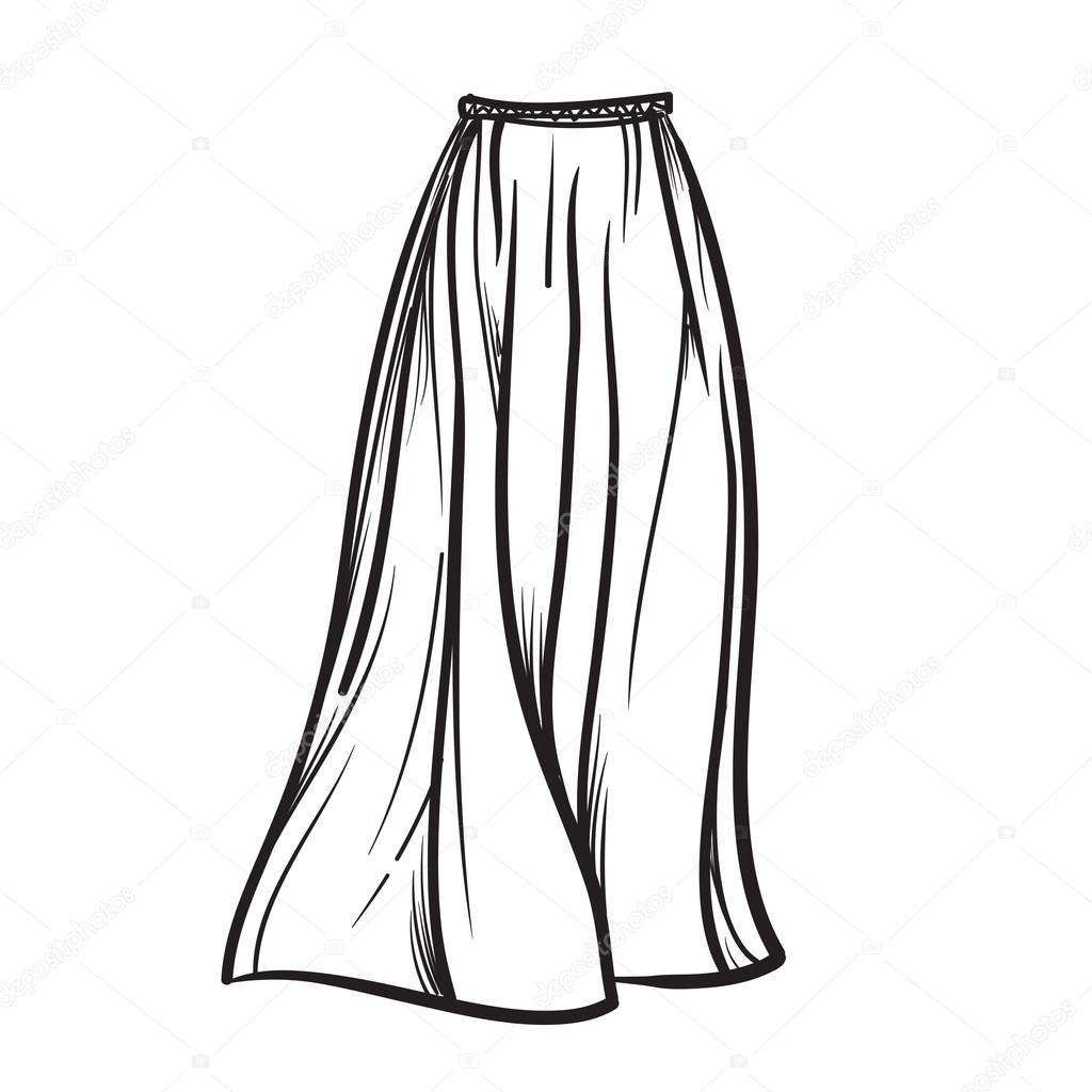 Stylish skirt model hand drawn vector illustratio